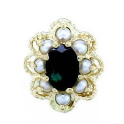 A1605 14K BLUE GREEN TOURMALINE & PEARL SLIDE 